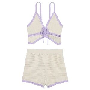 Crochet Butterfly Top and Shorts Set | PINK - Large
